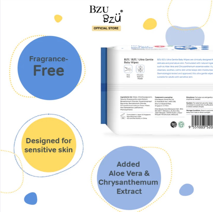Bzu Bzu (Carton Deal Value Pack) Ultra Gentle Baby Wipes 80sx2x12pack